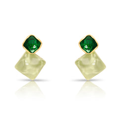 Cubical Shape Green Earrings