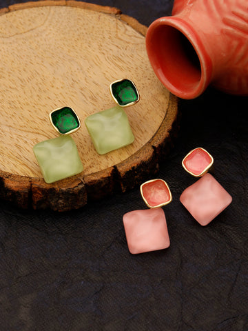 Cubical Shape Green Earrings