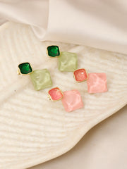 Cubical Shape Green Earrings