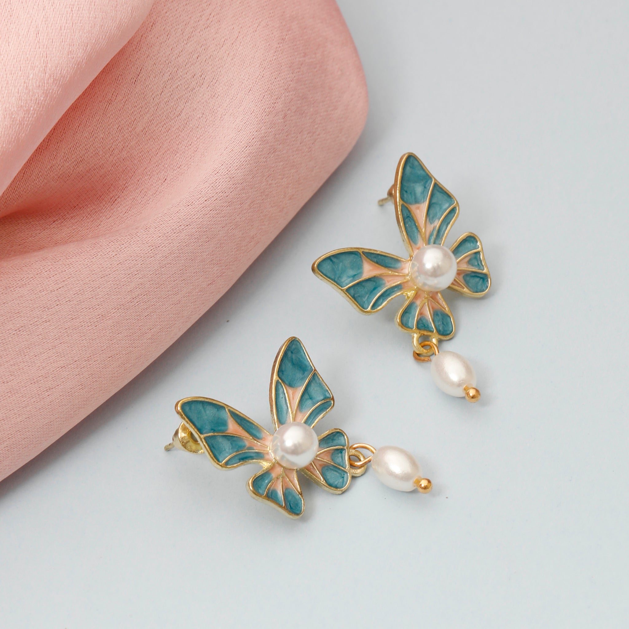 Pearl Drop Butterfly Earrings