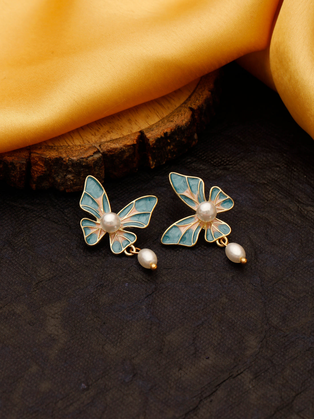 Pearl Drop Butterfly Earrings