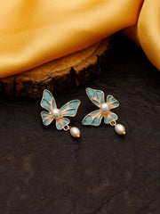 Pearl Drop Butterfly Earrings