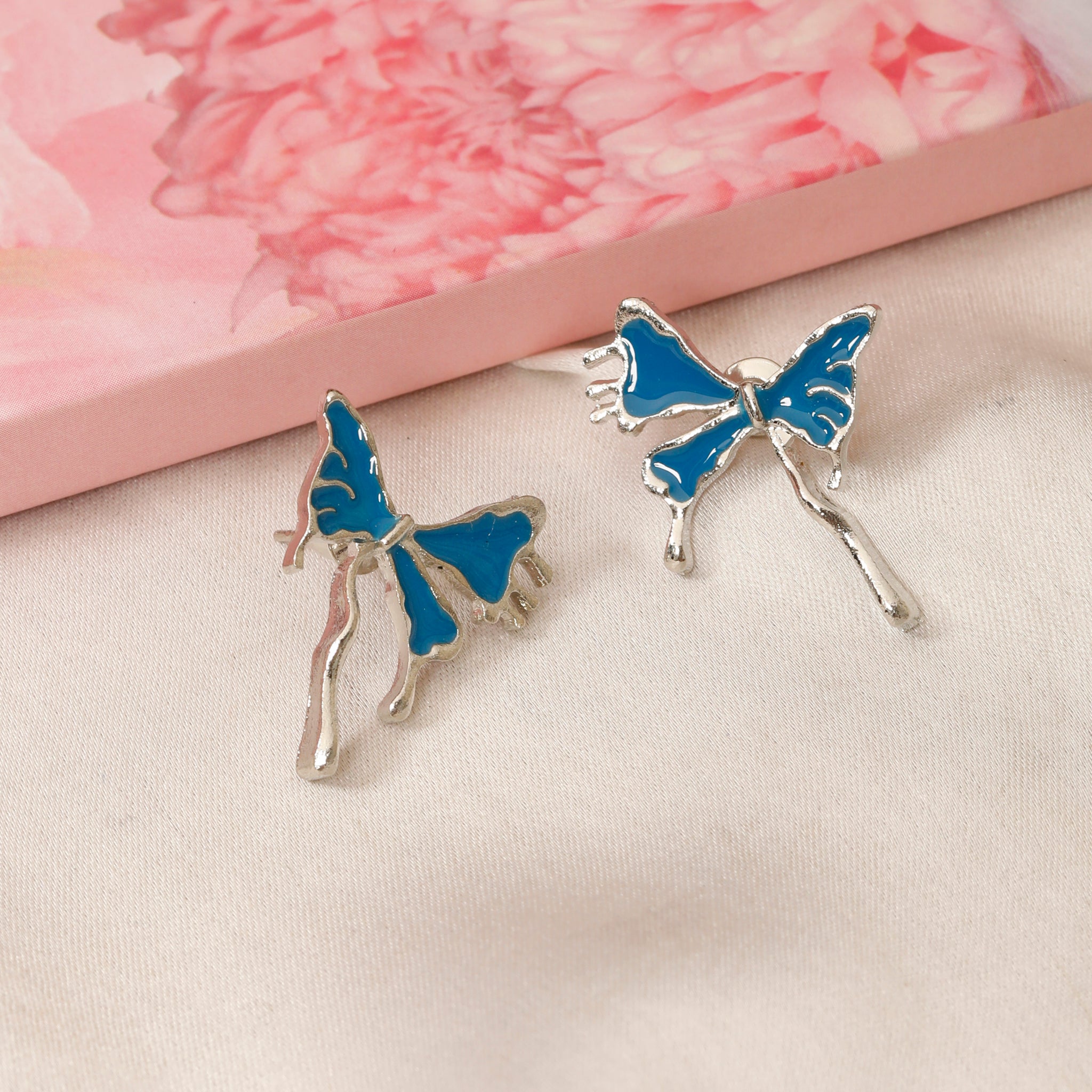 Gracia Silver Blue Butterfly Earrings