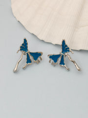 Gracia Silver Blue Butterfly Earrings