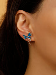 Gracia Silver Blue Butterfly Earrings