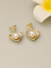Mother of Pearl Heart Gold Earrings