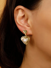 Mother of Pearl Heart Gold Earrings
