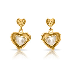 Mother of Pearl Heart Gold Earrings