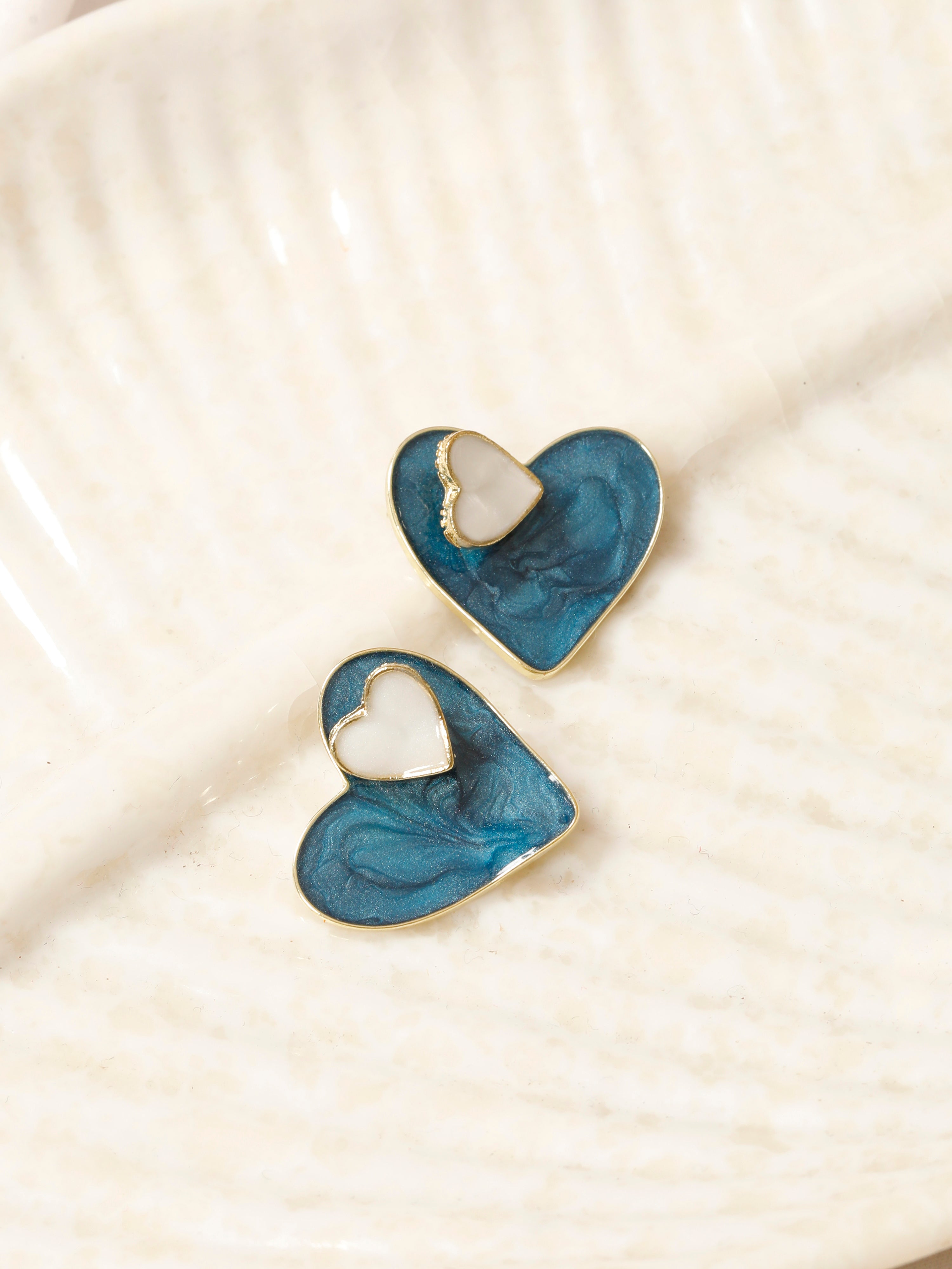 Double Hearted Blue Earrings