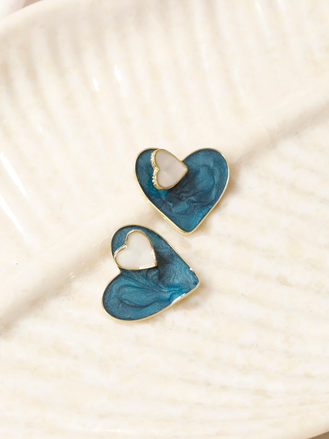 Double Hearted Blue Earrings