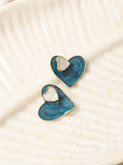 Double Hearted Blue Earrings