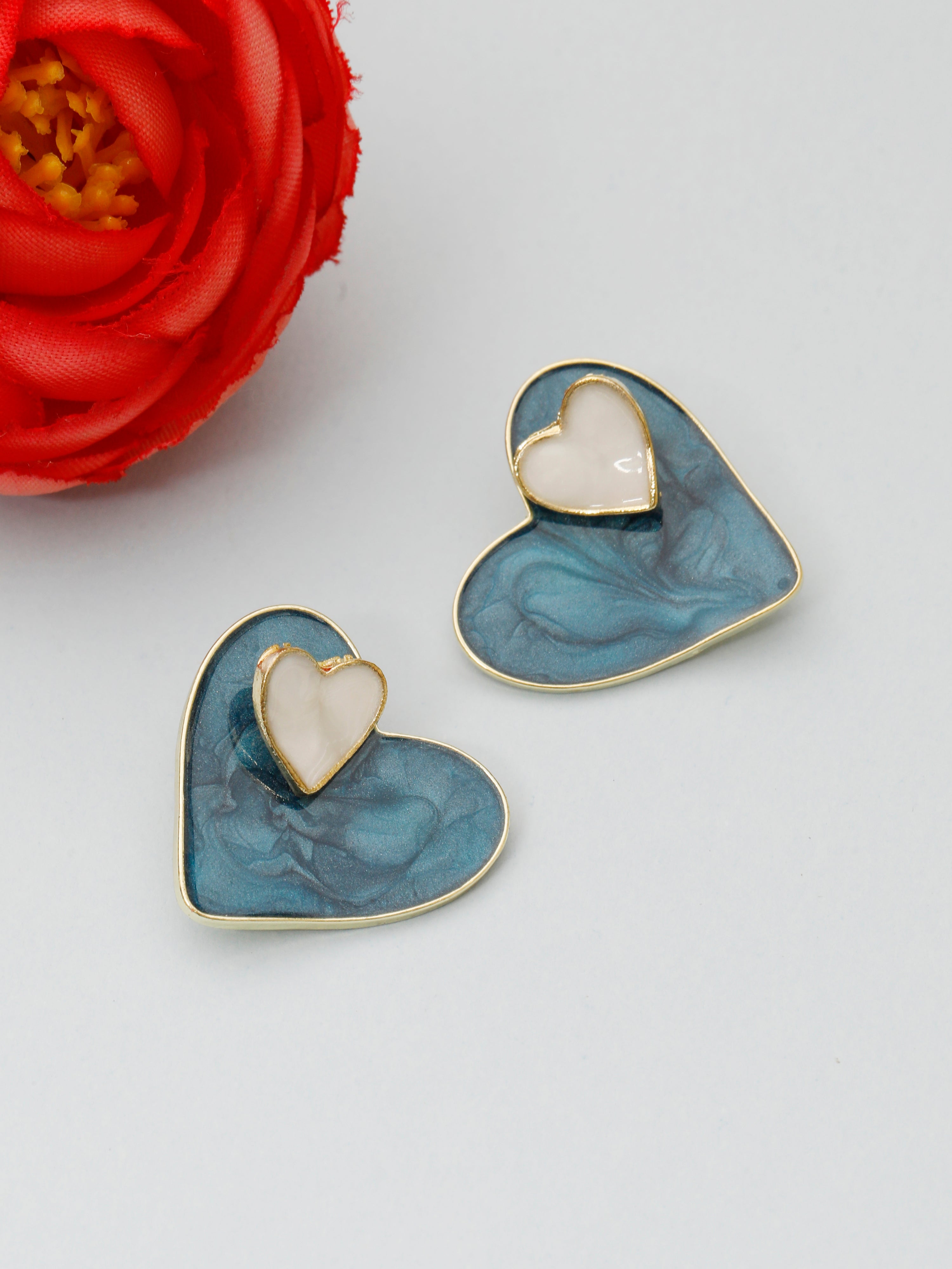 Double Hearted Blue Earrings