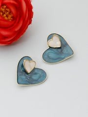 Double Hearted Blue Earrings