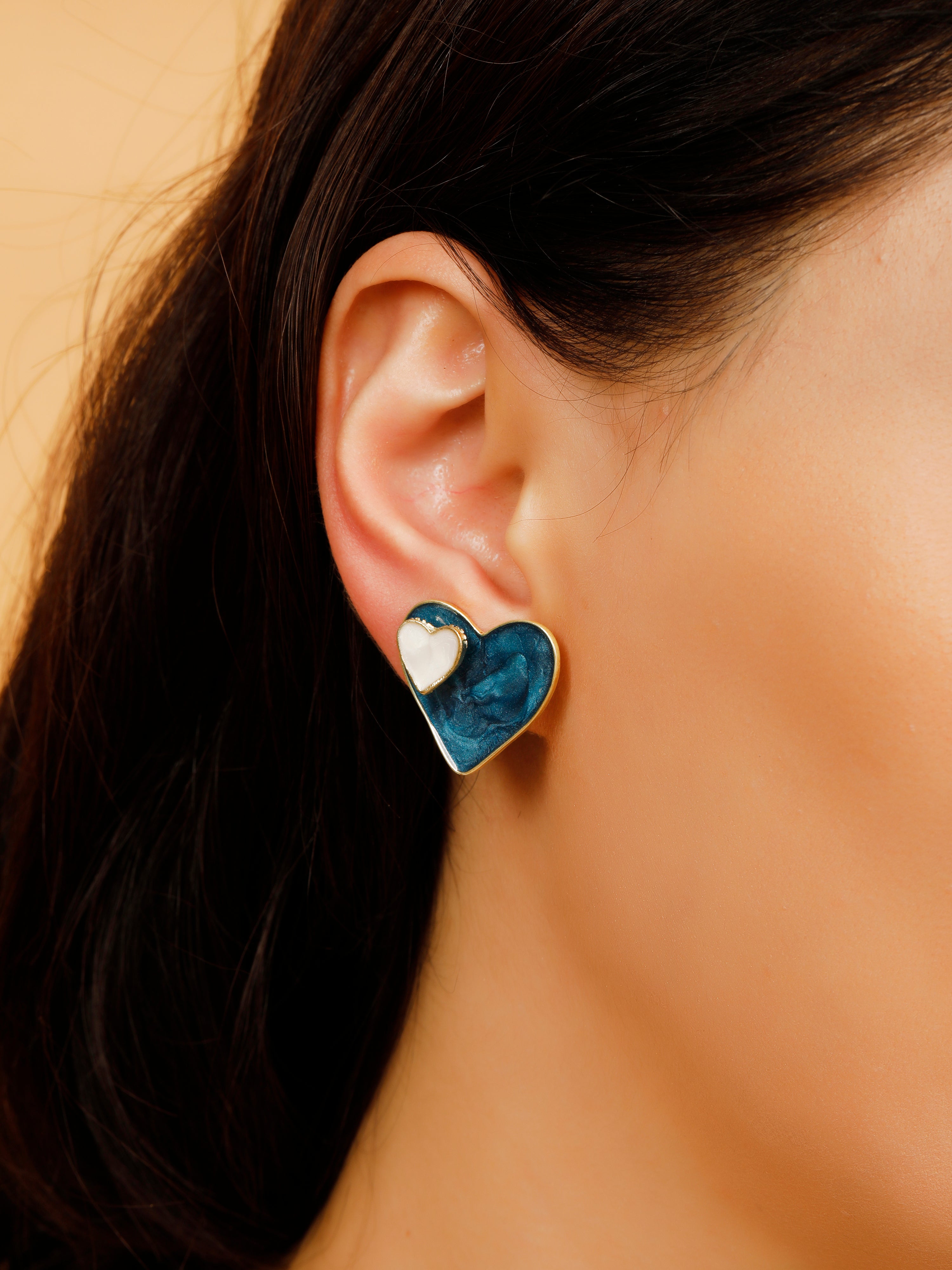 Double Hearted Blue Earrings