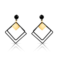 Black Double Diamond Earrings