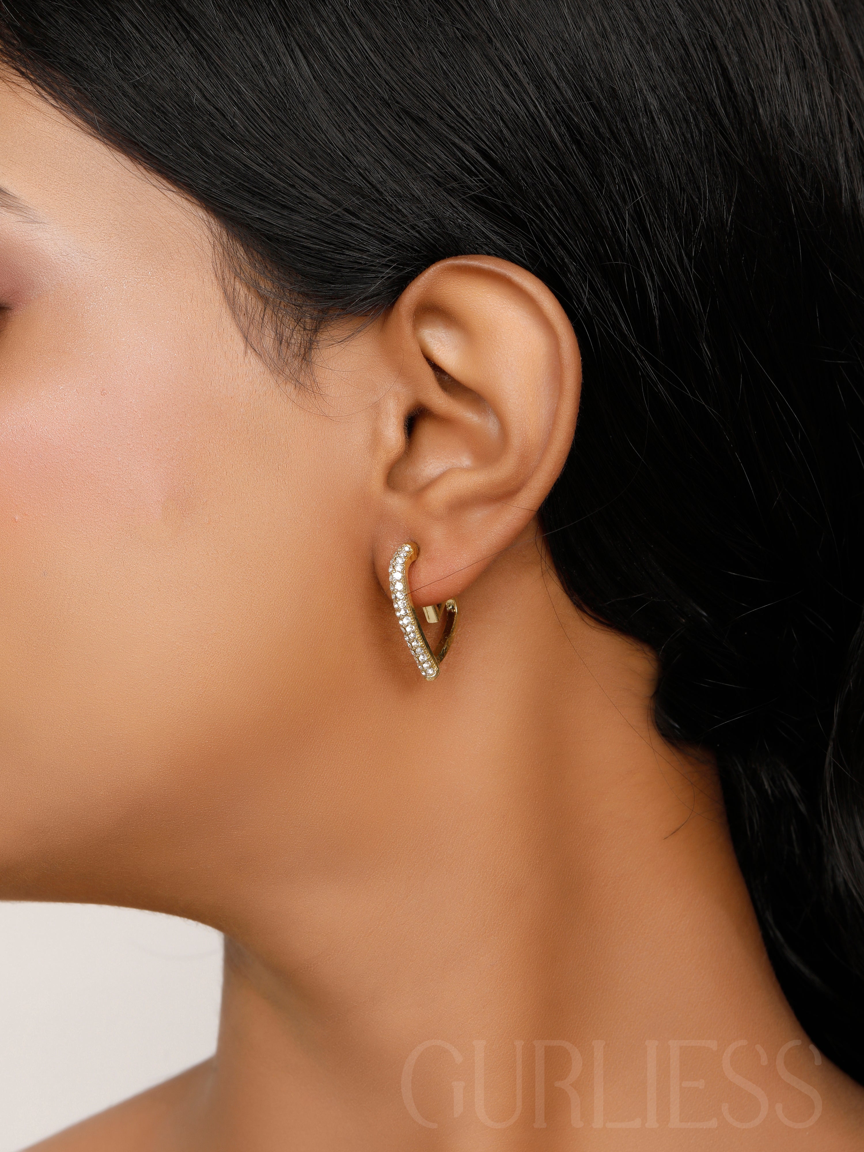 Crystal embellish hear hoops