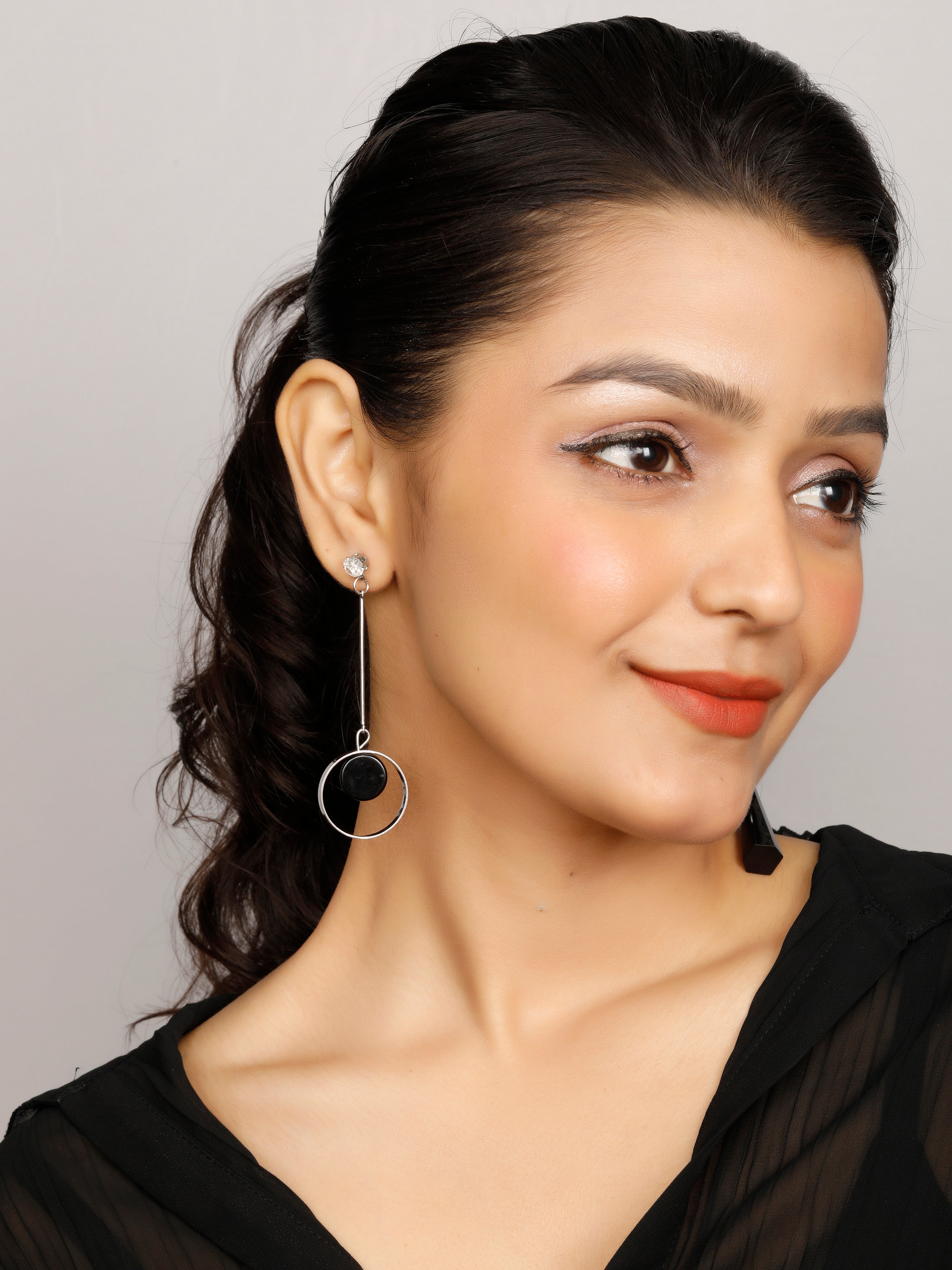Crystal Stone Black Earrings