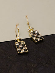 Diamond Check Black Earrings