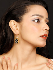 Diamond Check Black Earrings