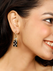 Diamond Check Black Earrings