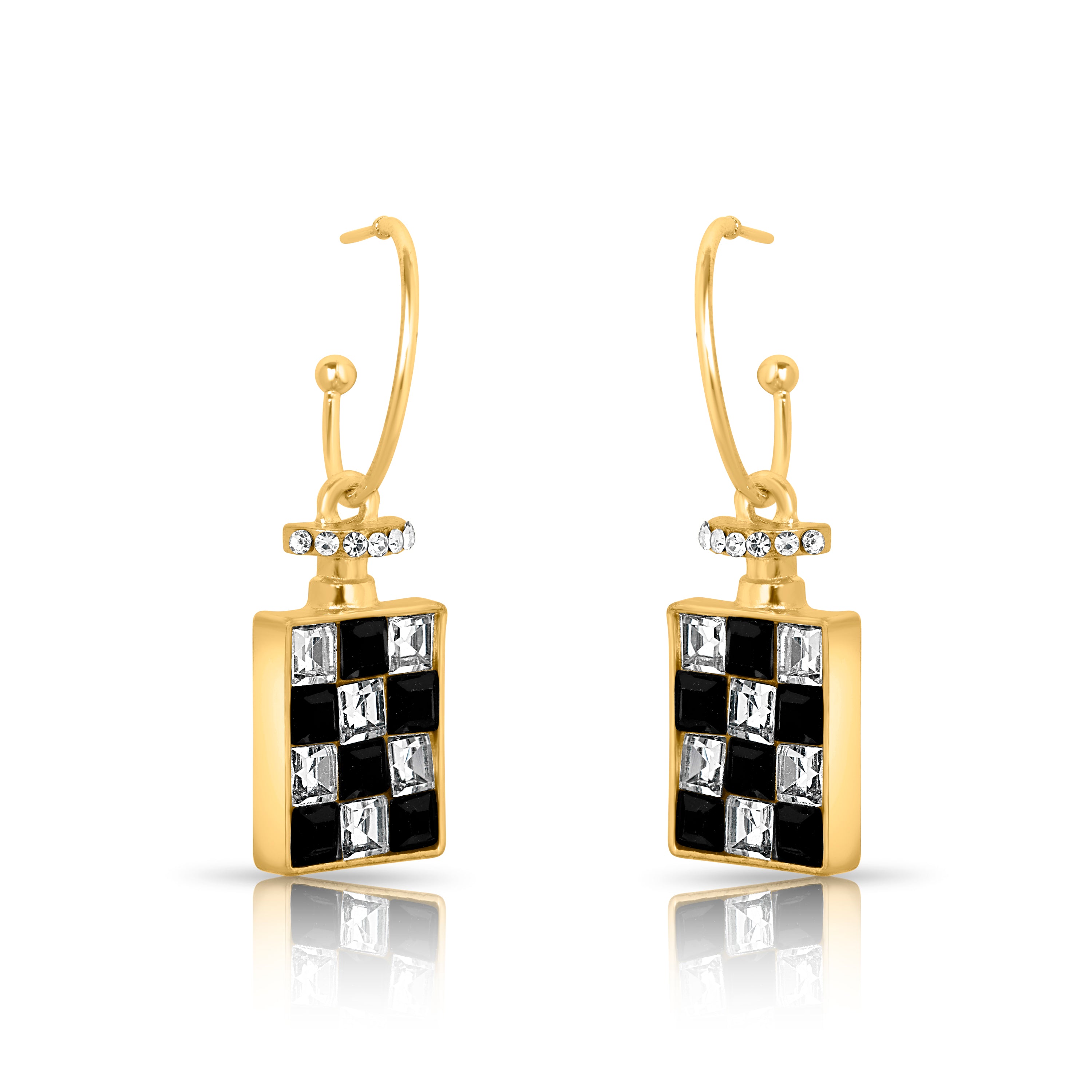 Diamond Check Black Earrings