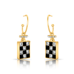 Diamond Check Black Earrings