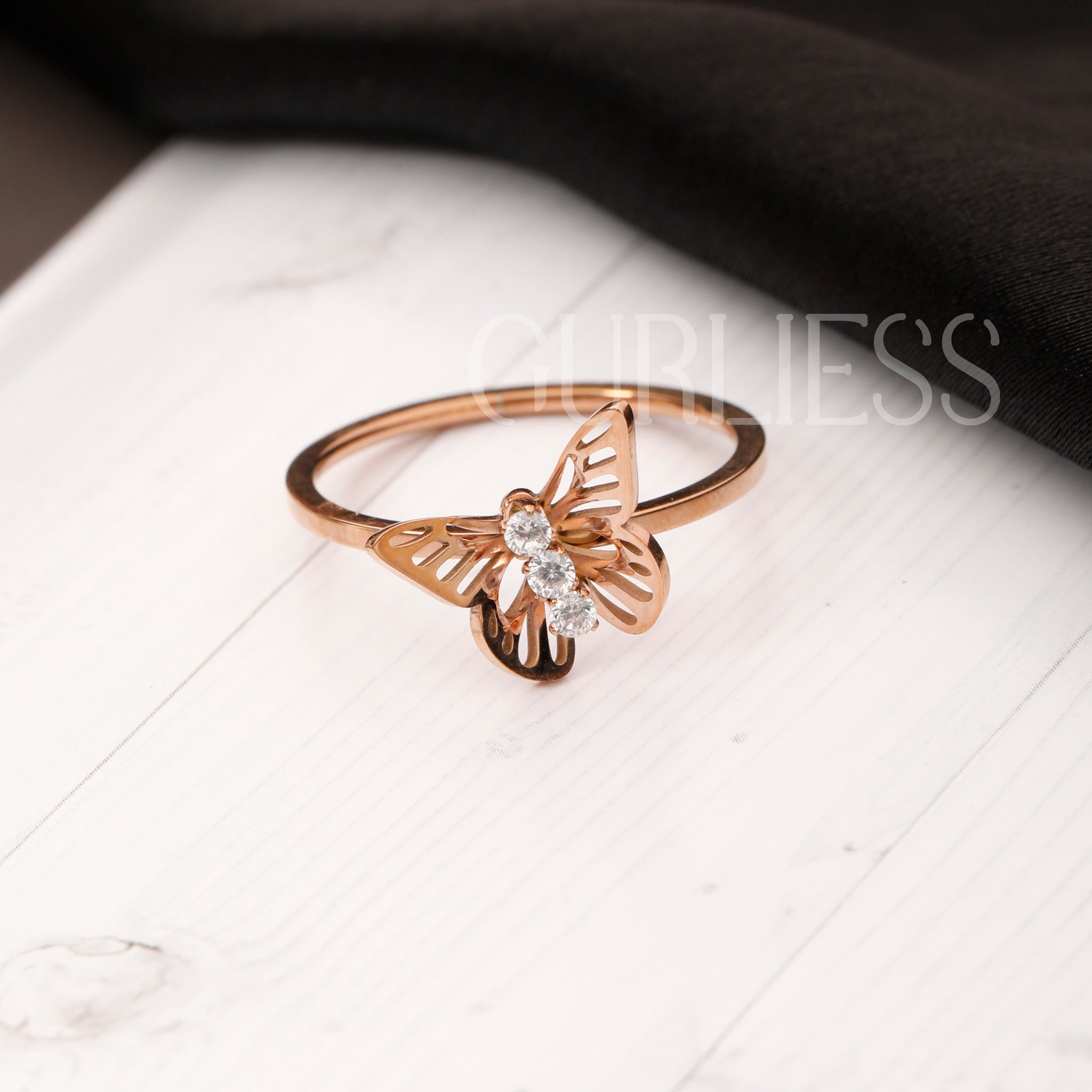 Fresh Bloom Butterfly Rose Gold Rings