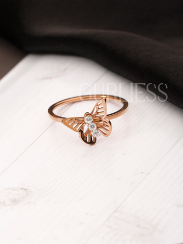 Fresh Bloom Butterfly Rose Gold Rings