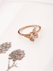 Fresh Bloom Butterfly Rose Gold Rings