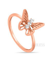 Fresh Bloom Butterfly Rose Gold Rings