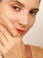 Floral Butter Fly Fantasy Gold Rings