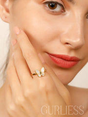 Floral Butter Fly Fantasy Gold Rings